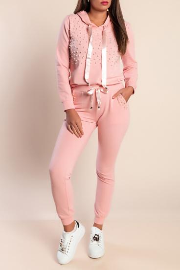 TRACK SUIT WITH HOOD AND PEARL DETAILS TINSELY, PINK