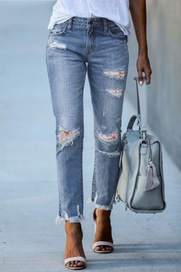Jeans with slits Alexandria, white
