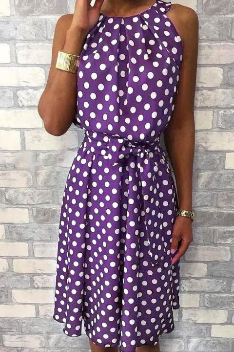 Midi dress with a dot print Moulisha, lilac