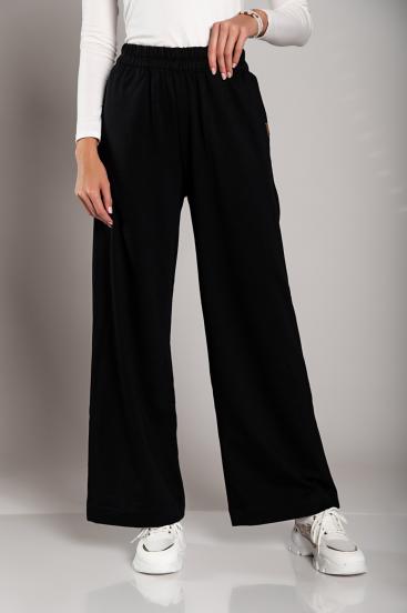 Wide leg cotton sports trousers Sarema, black