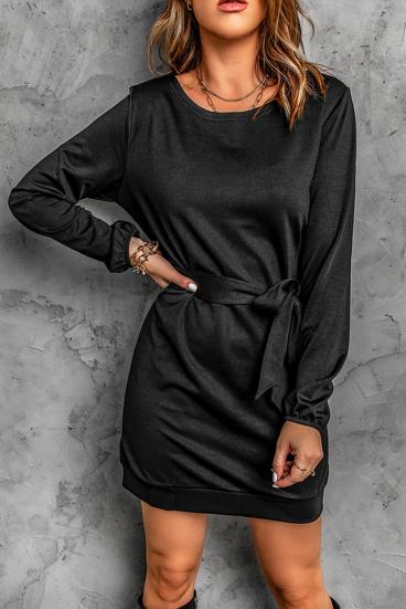 Elegant mini dress with loose sleeves and ribbon Ortona, black