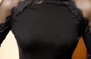 Shirt with transparent fabric inserts Begonya, black