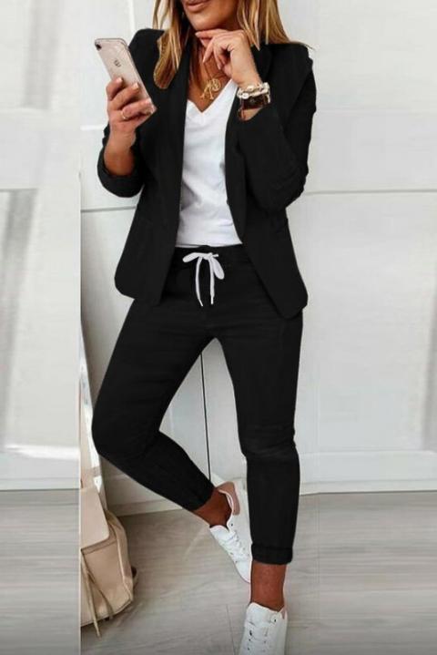 Elegant one-color trouser suit Estrena, black