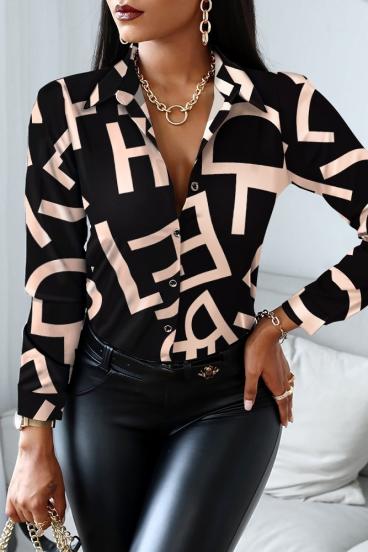 Elegant blouse with letter print Medellina, black