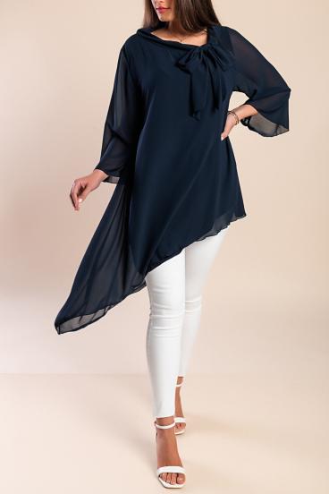 Elegant translucent tunic Ginette, dark blue