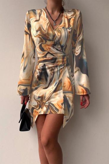 Elegant mini dress with print Ninella, beige