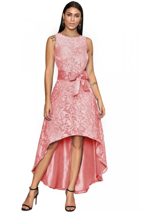 Elegant sleeveless mini dress with beautiful lace Suzan, pink