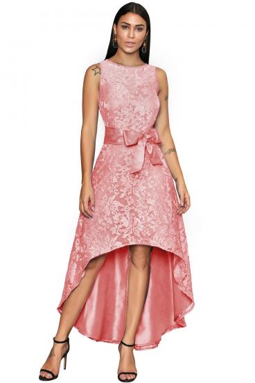 Elegant sleeveless mini dress with beautiful lace Suzan, pink