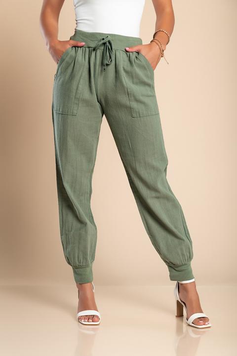 LONG PANTS WITH POCKETS AND ELASTIC AT THE WAIST AMORY, OLIVE