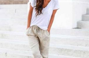 LONG TROUSERS WITH POCKETS AND ELASTIC AT THE WAIST AMORY, BEIGE