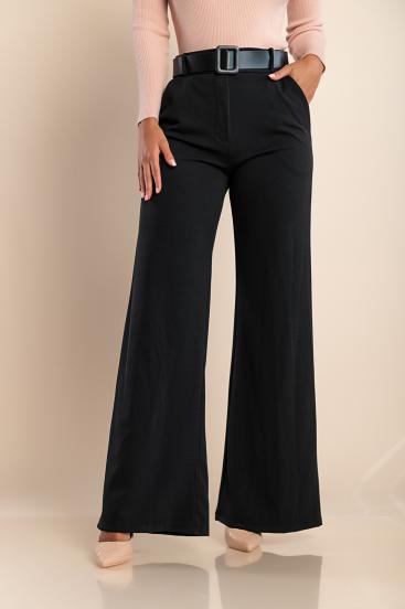 Elegant long pants with belt Solarina, black