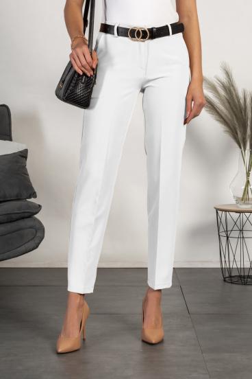 Elegant long pants with straight trousers Tordina, white