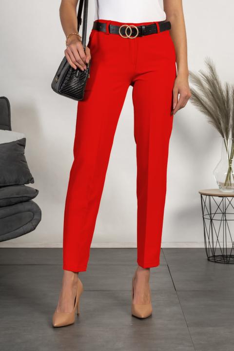 Elegant long pants with straight trousers Tordina, red