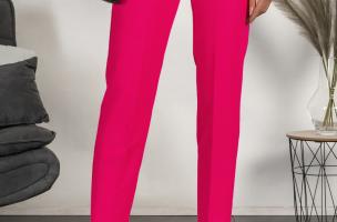 Elegant long pants with straight trousers Tordina, fuchsia