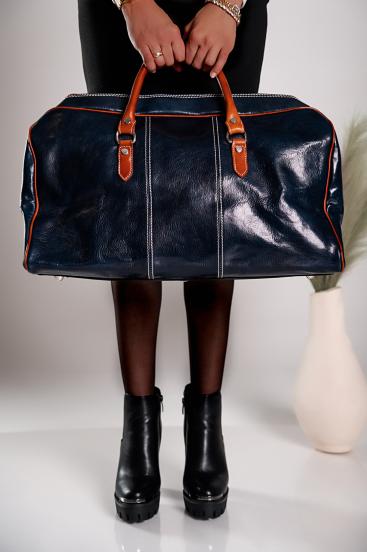 Natural leather bag Ella , dark blue