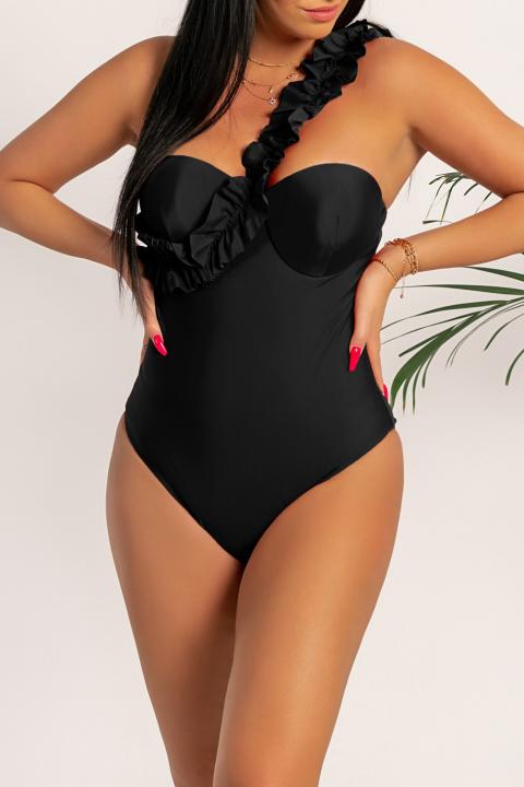 Fashionable one-piece swimsuit with one strap Jimma, black