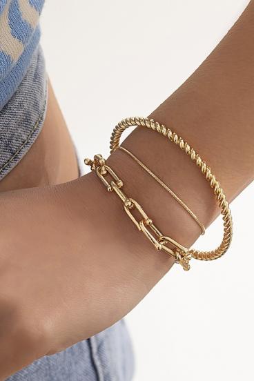Set of three bracelets, different shapes and sizes Merti, gold color