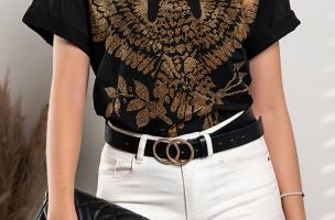 T-shirt with short sleeves and decorative details Necochea, black
