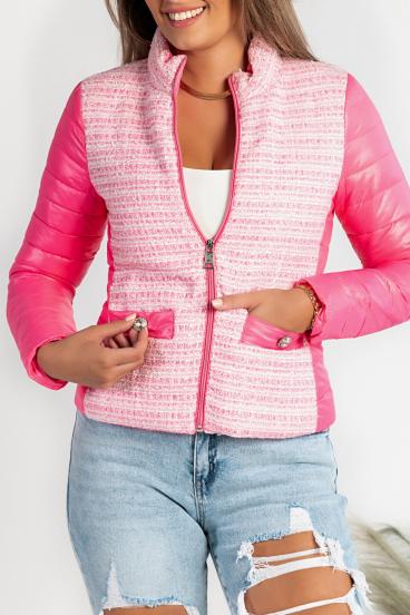 Short quilted jacket with decorative details Juara, pink