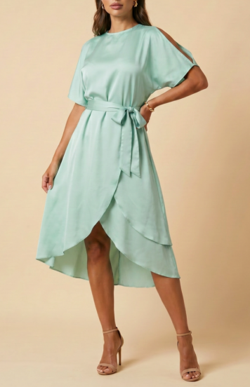 Elegant Midi Dress with Slits Thiena, Mint