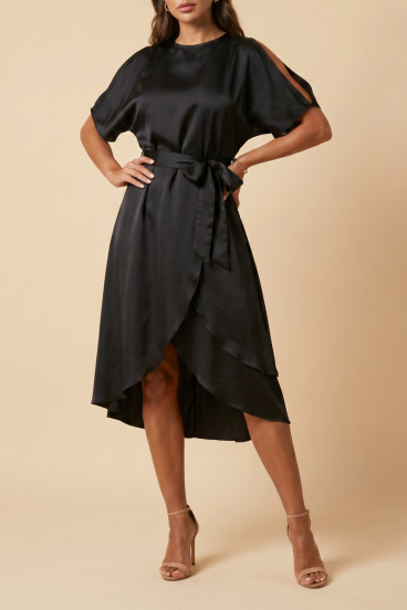 Elegant midi dress with cut-outs Thiena, black