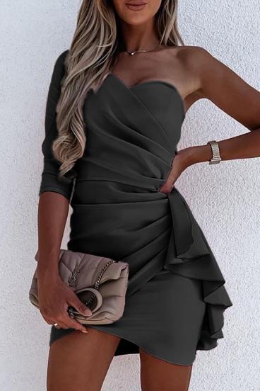Elegant mini dress with ruffles Ricaletta, black