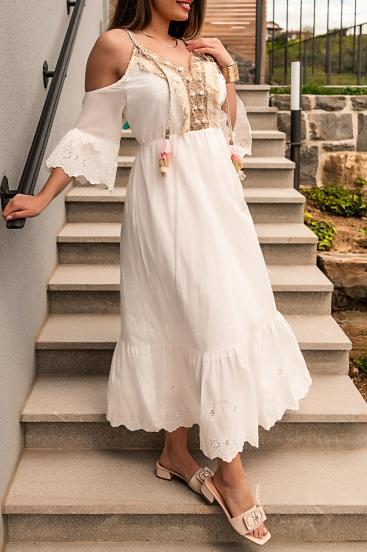 Maxi summer dress with embroidery Fioranna, white