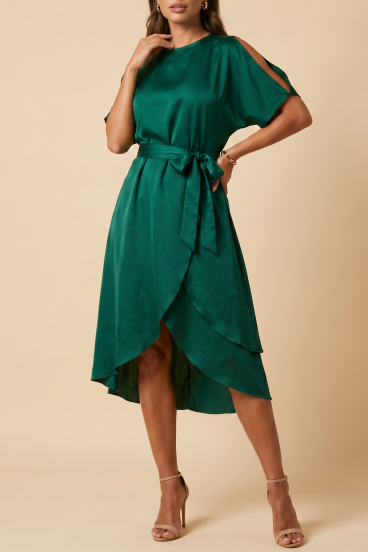 Elegant midi dress with slits Thiena, green
