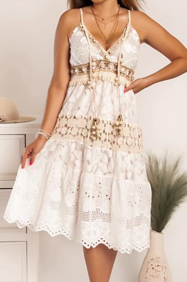 Lace summer midi dress Aressa, white