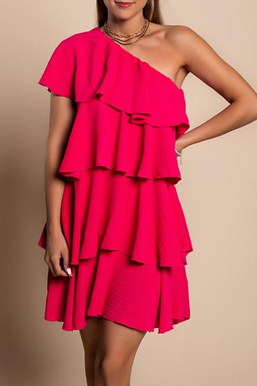 Elegant mini dress with ruffles Liona, pink