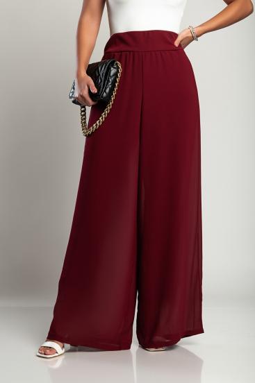 Elegant long pants Verona, burgundy