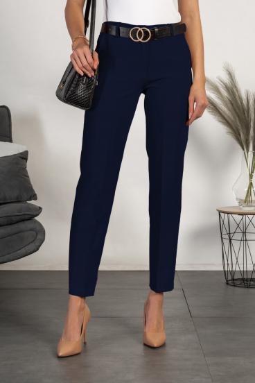 Elegant long trousers with straight trousers Tordina, dark blue