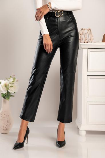 Stylish faux leather trousers Vinyola, black