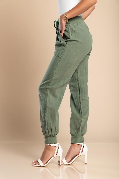 LONG PANTS WITH POCKETS AND ELASTIC AT THE WAIST AMORY, OLIVE