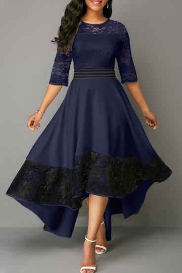 Elegant dress with lace Bianca, dark blue