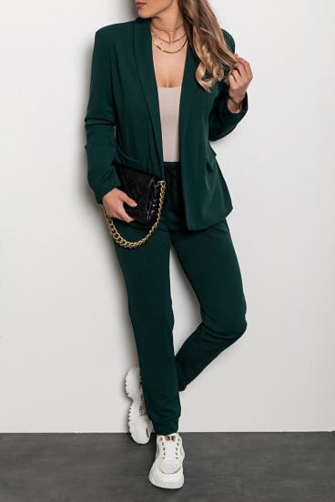 Elegant trousers and blazer set Estrena, green