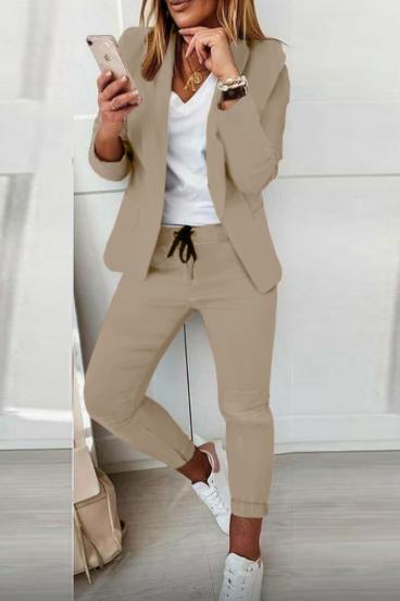 Elegant trousers and blazer set Estrena, beige