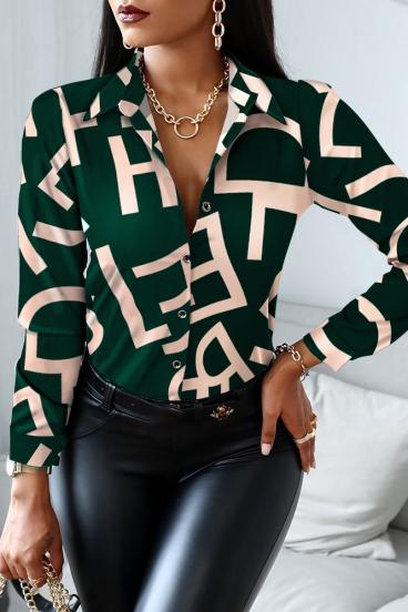 Elegant blouse with letter print Medellina, green
