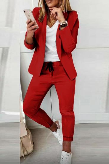 Elegant trousers and blazer set Estrena, red