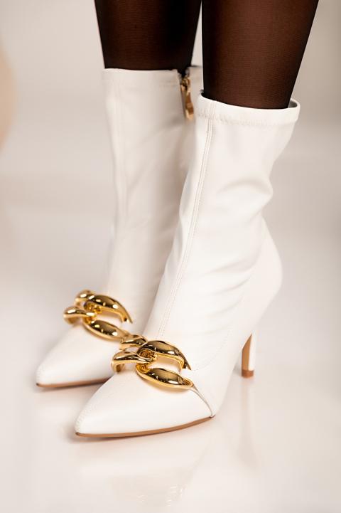Elegant ankle boots with high heel Pias, white