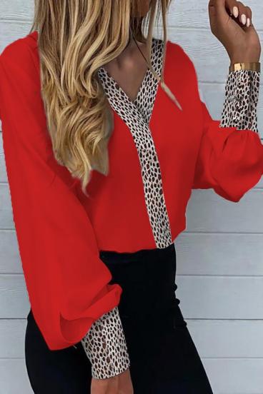 Elegant blouse with leopard print Polina, red