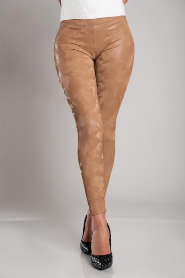 Leggings with lining and wide waist, camel color