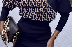 Geometric Print Elegant Mini Dress Nyca, Blue