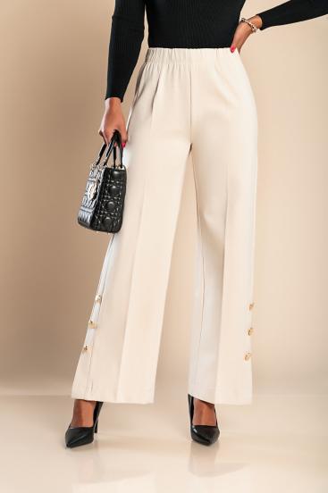 Elegant trousers with buttons, cream