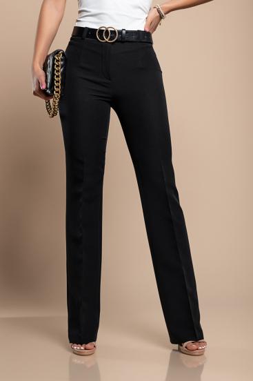 Elegant long trousers with a straight leg, black