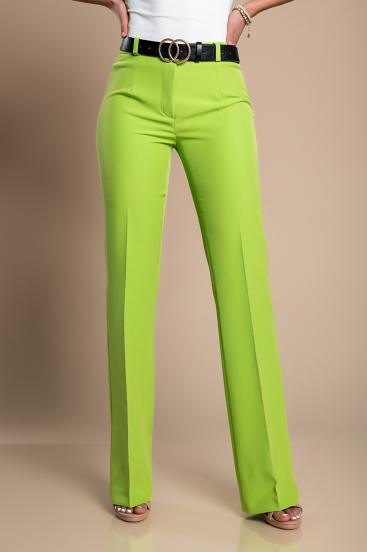Elegant long straight-leg trousers, green