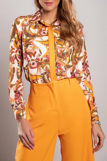 Elegant shirt with print, orange