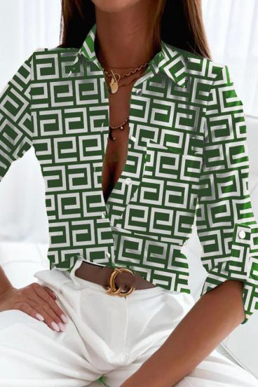 Elegant blouse with geometric print Lavlenta, green