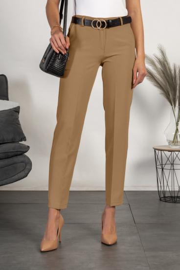 Elegant long trousers with straight legs Tordina, camel