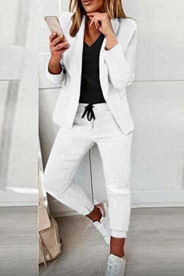 Elegant blazer pants set Estrena, white